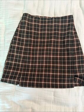 Brandy Melville Brown and Black Plaid Mini Skirt